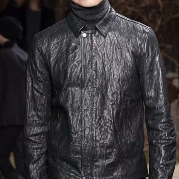 John Varvatos crinkled leather jacket size46 USA36 - Picture 2 of 10